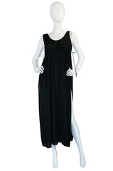 1970s John Kloss Black Nylon Tabard Open Side Dress