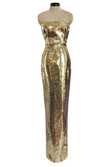 Resort 2020 Alex Perry Supermodel Long Strapelss Gold Sequin 'Howard' Dress