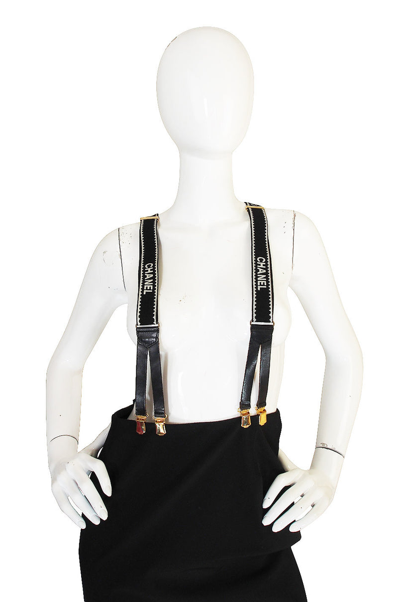 c.1994 Iconic Black and White Chanel Logo Suspenders – Shrimpton