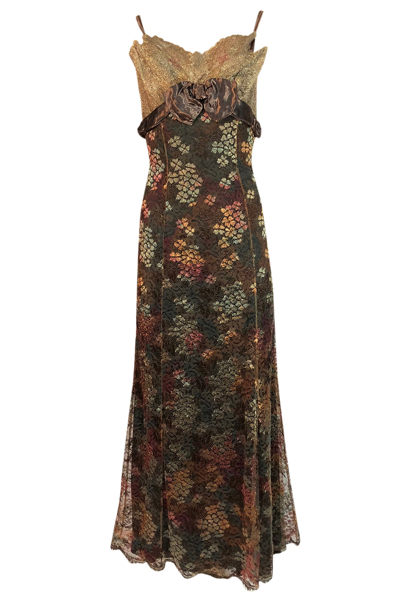 F/W 1995 Christian Lacroix Stunning Metallic Gold & Copper Lace Dress Shrimpton Couture F/W 1995 Christian Lacroix Stunning Metallic Gold & Copper Lace Dress Shrimpton Couture
