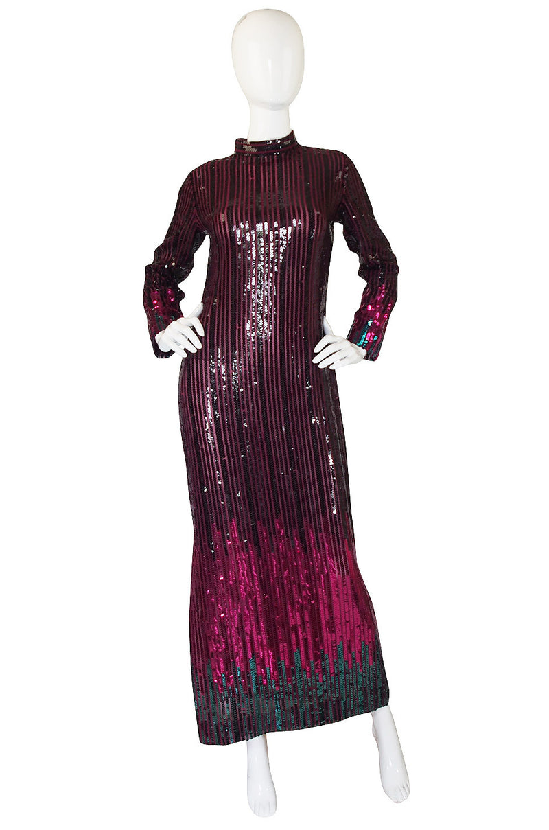 1970s Ombre Sequin Ruben Panis Maxi Dress