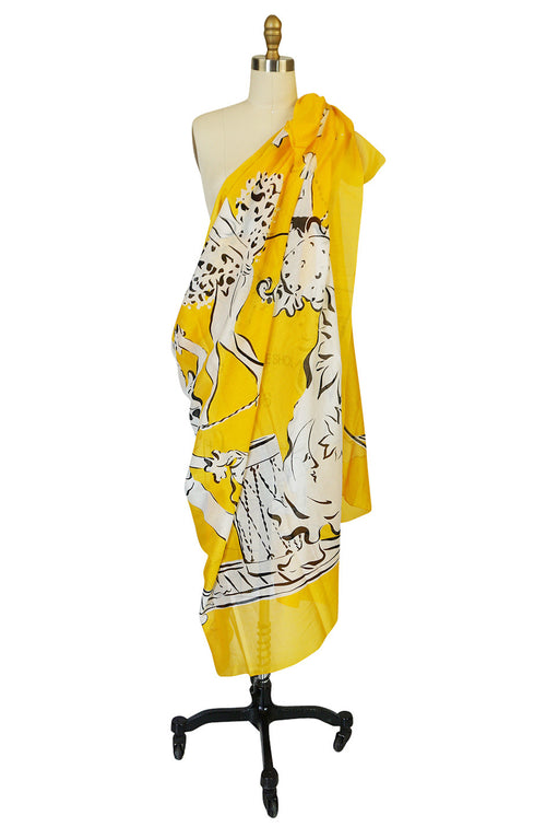 Huge Vintage Circus Design Yves Saint Laurent Cotton Scarf
