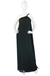 1980s Green Silk Chiffon Oscar De La Renta Gown