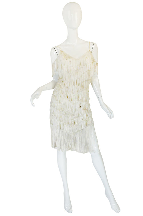 Amazing 1960s Layered Fringe Cream "Flapper" Dress