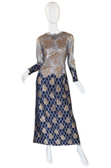 1960s Metallic Lace Pauline Trigere Gown