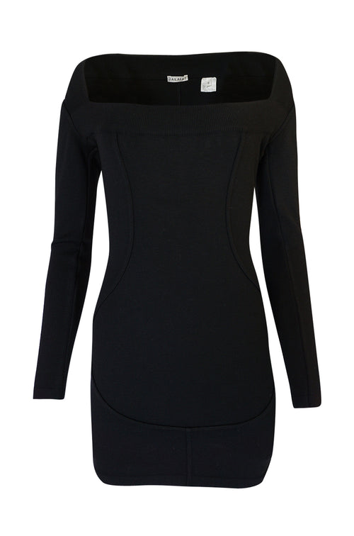 F/W 1990 Azzedine Alaia Fitted Knit Dress w Wide Neck Detail