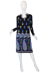 1960s Pretty Mr Dino Print Jersey Dress