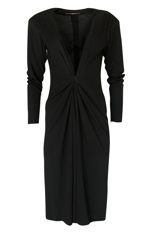 F/W 1985 Yves Saint Laurent Ad Campaign Black Jersey Plunge Dress