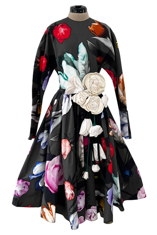 Gorgeous Fall 2019 Prada Cotton Floral Dress with Elaborate Floral Applique