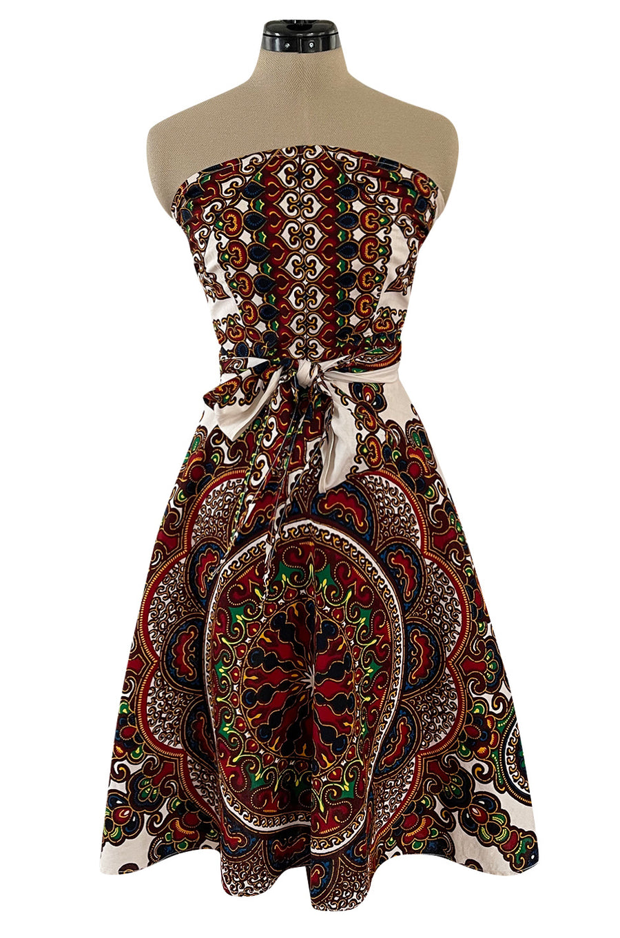 white christmas dresses Fantastic 1970s Strapless Extended Multi Tie Bohemian Cotton Batik Pri –  Shrimpton Couture