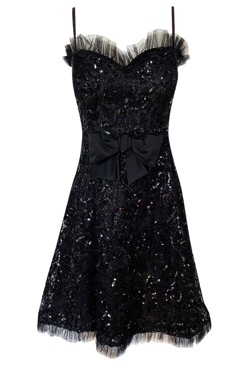 Fall 1987 Yves Saint Laurent Metallic Lame Lace & Black Sequin Bow Dre Shrimpton Couture Fall 1987 Yves Saint Laurent Metallic Lame Lace & Black Sequin Bow Dre Shrimpton Couture