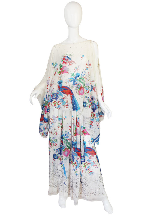 1970s Oscar de la Renta Attr Silk Chiffon Maxi Dress