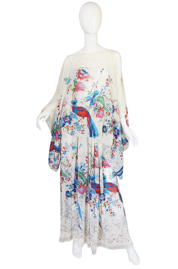 1970s Oscar de la Renta Attr Silk Chiffon Maxi Dress