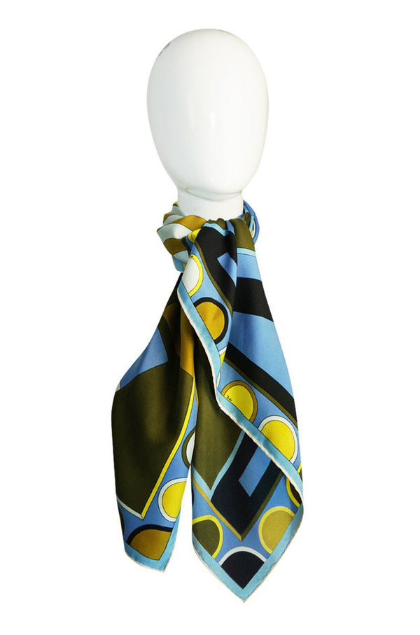 1960s Geometric Print Emilio Pucci Silk Twill Scarf