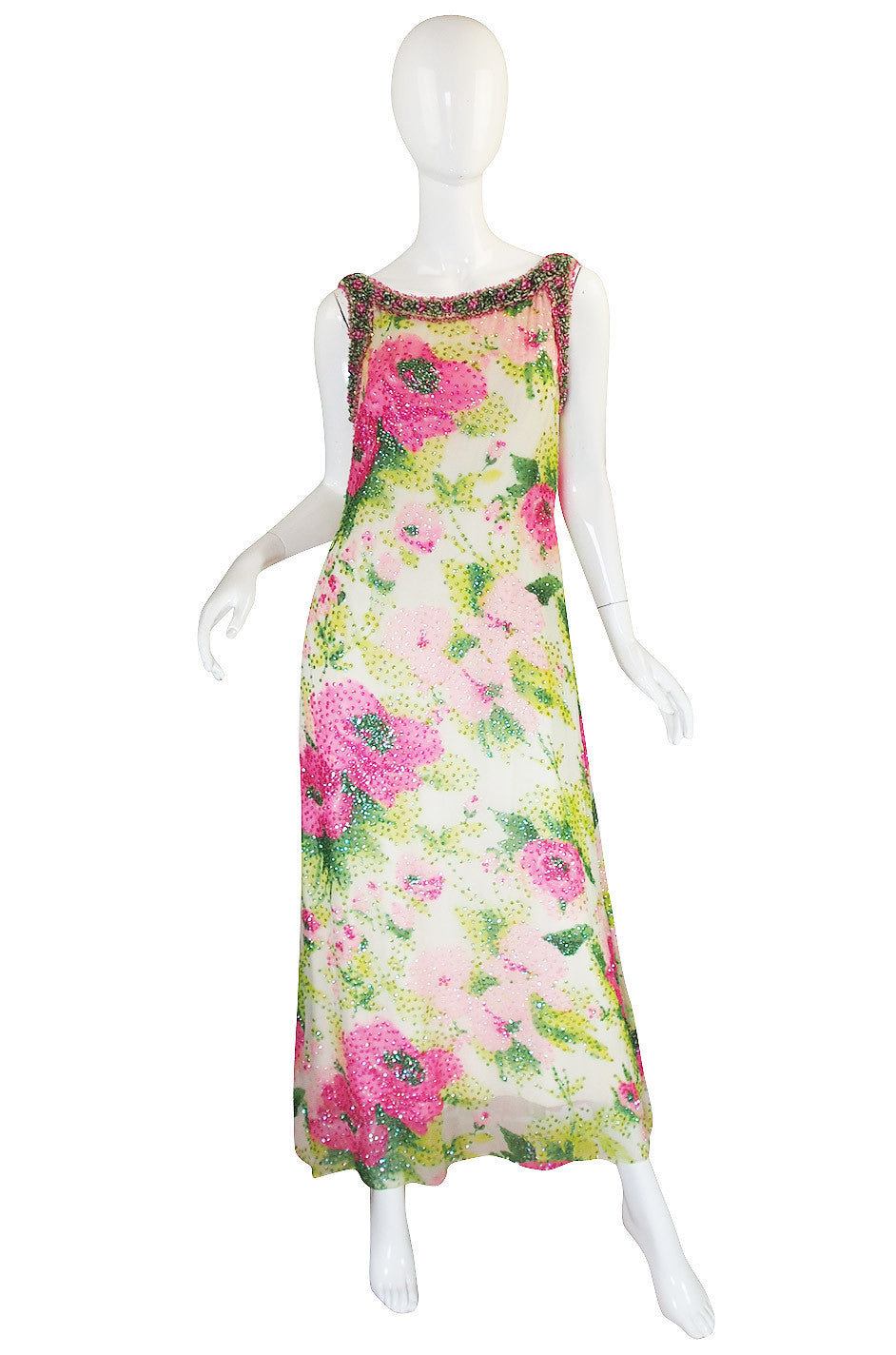1960s Hand Done Ribbon, Sequin & Bead Dress