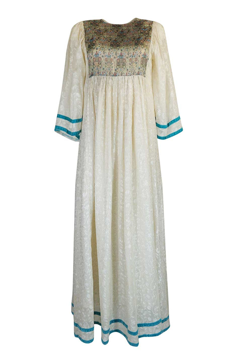 c1968 Thea Porter Embroidered Ivory & Brocade 'Faye' Dress