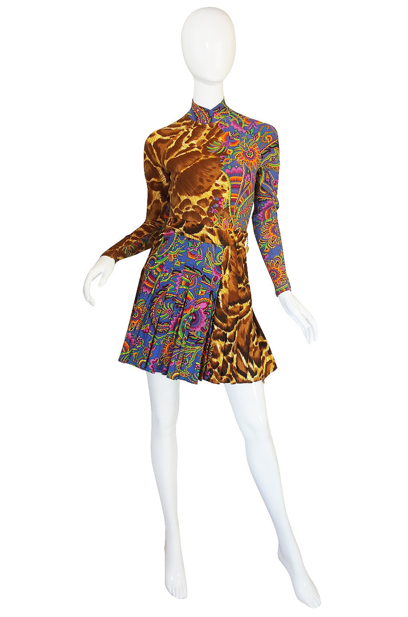 1990s Versace Jeans Couture Leopard Body Suit & Skirt