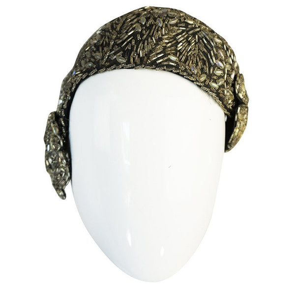 1920s Hand Made Beaded Skull Cap Flapper Cloche Hat Shrimpton Couture