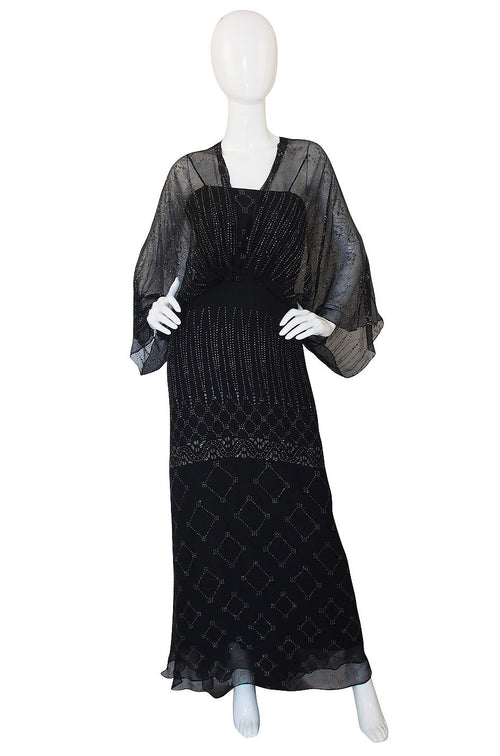 1970s Glitter & Silk Gina Fratini Trained Gown