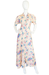 1930s Silky Rayon Floral Print Dress