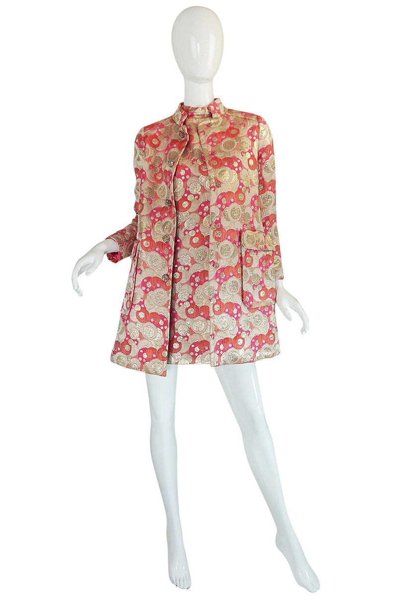 1960s Pink Metallic Pat Sandler Dress & Coat