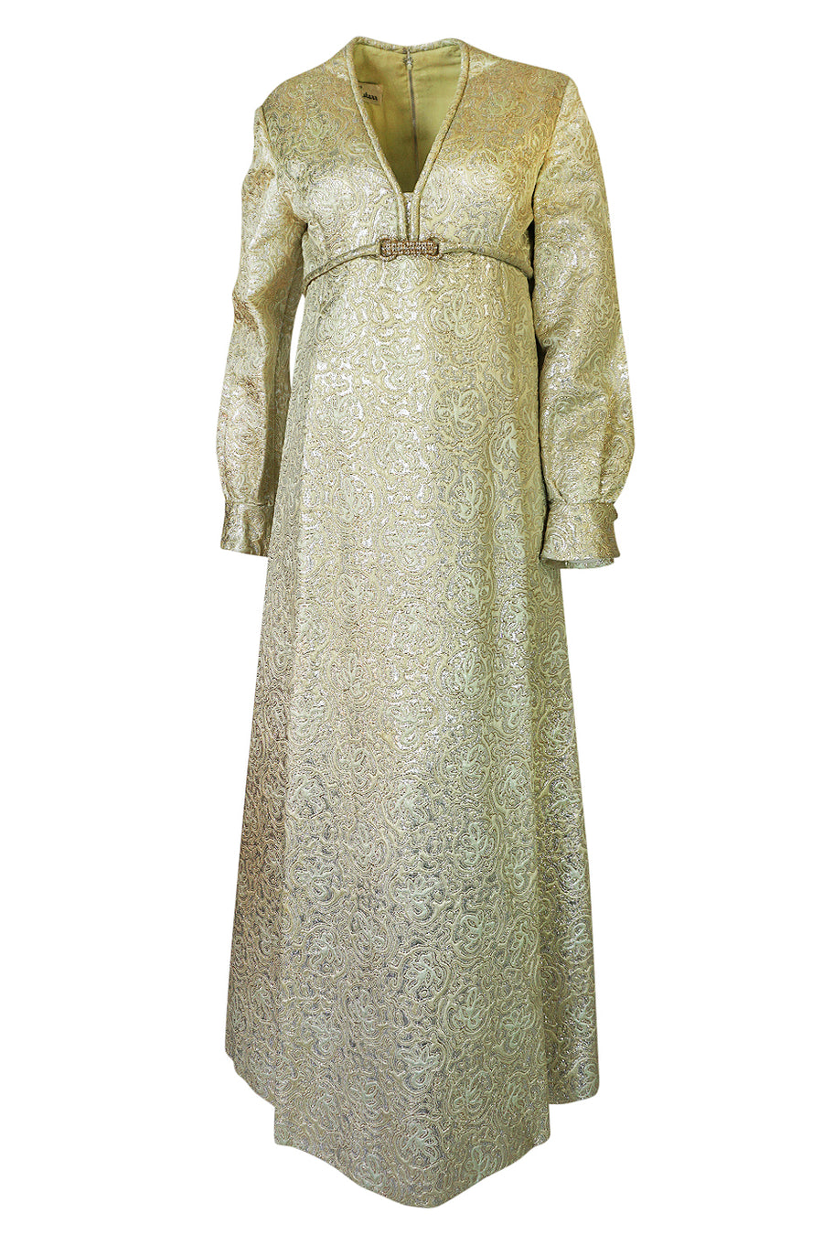 1960s Malcolm Starr Green & Gold Metallic Brocade Maxi Dress – Shrimpton  Couture