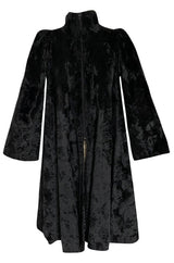 Documented 1973 Biba by Barbara Hulanicki Rare Maternity Label Black Faux Fur Swing Coat