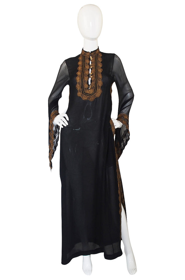 Important 1968 Thea Porter Silk Chiffon Caftan Dress