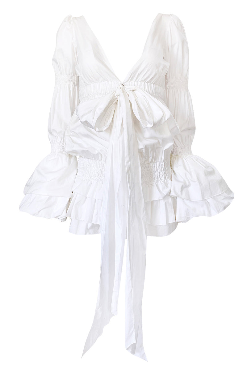 Spring 2006 Roberto Cavalli White Cotton Plunging Mini Dress – Shrimpton Couture Spring 2006 Roberto Cavalli White Cotton Plunging Mini Dress – Shrimpton Couture