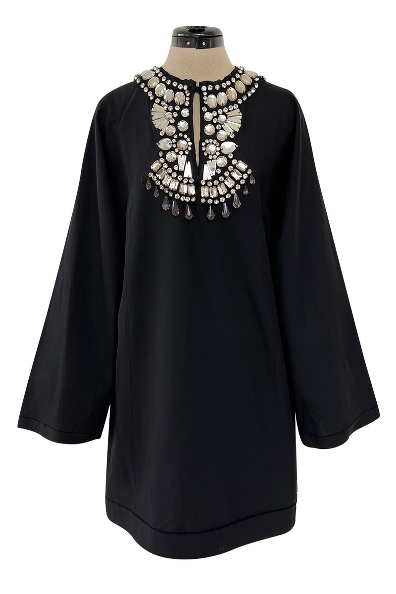 Fantastic Spring 2007 Lanvin by Alber Elbaz Black Tunic Mini Dress w Crystal Detailing
