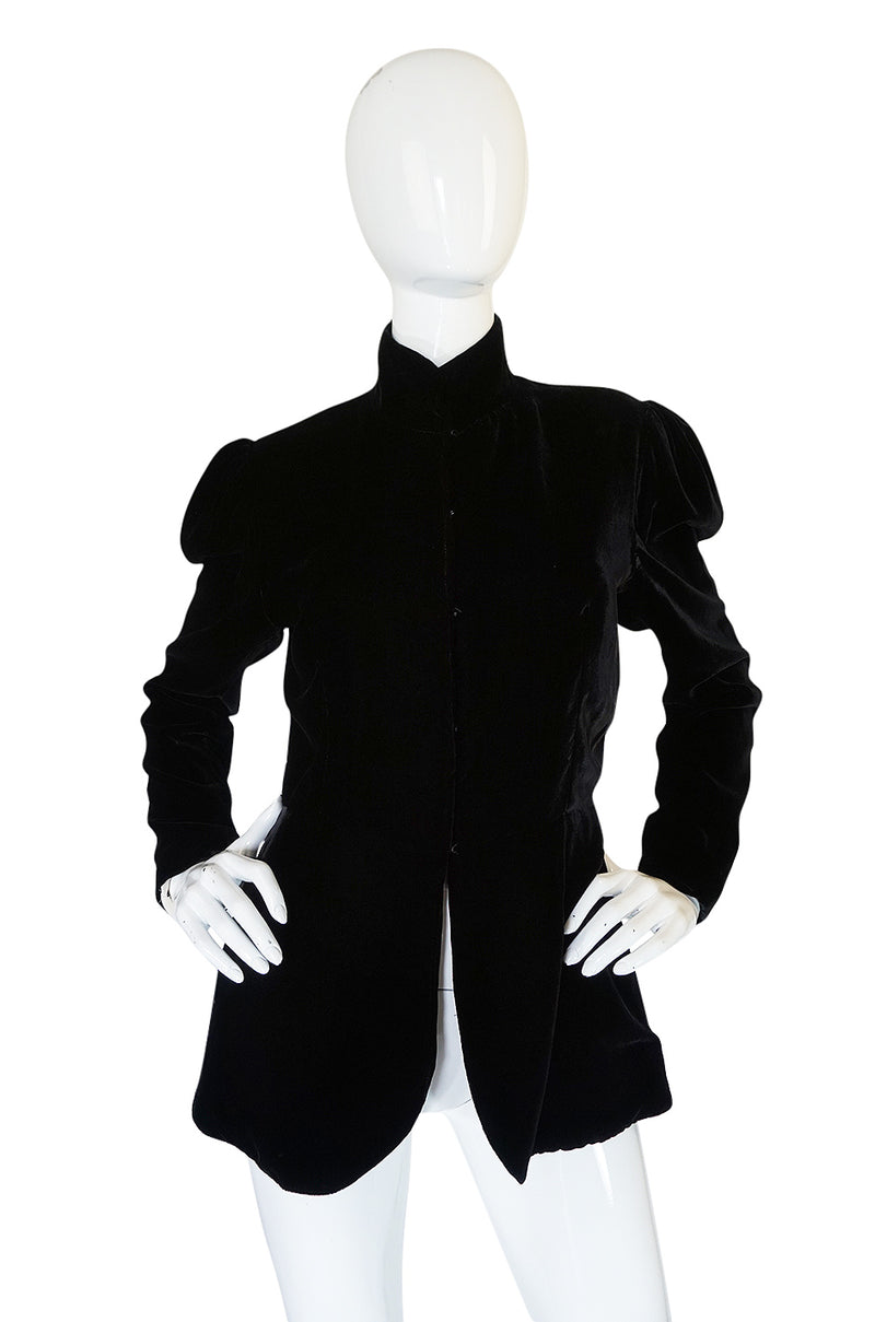 c1975 Thea Porter Couture Black Silk Velvet 'Chazara' Jacket