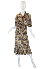 1980s Yves Saint Laurent Leopard Skirt & Top