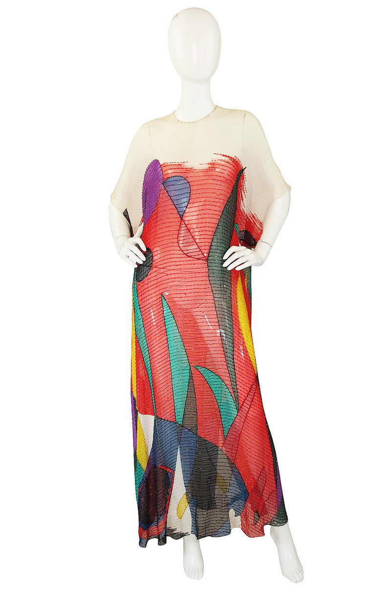 1970s Beaded Silk Hanae Mori Caftan