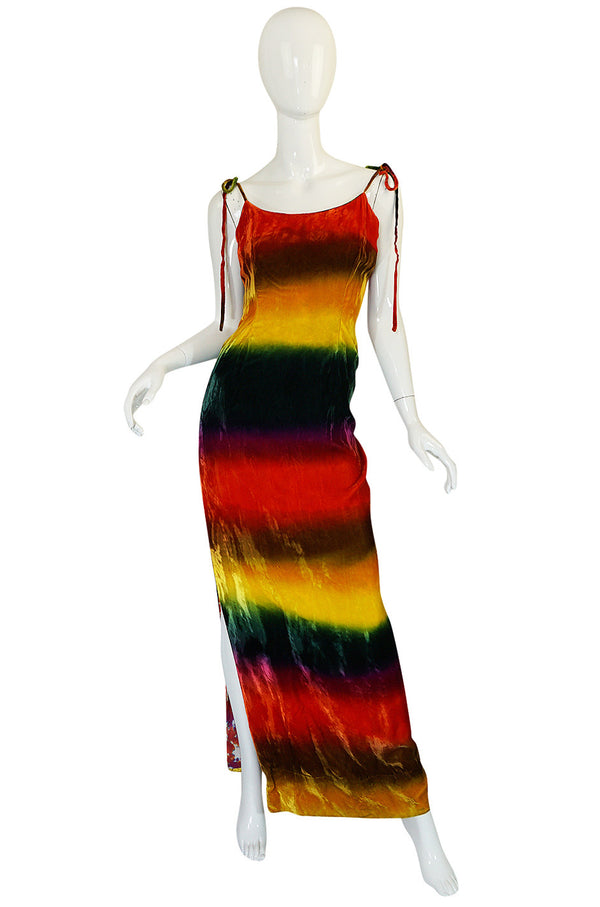 F/W 1994 Todd Oldham Tie Dye Velvet Runway Dress