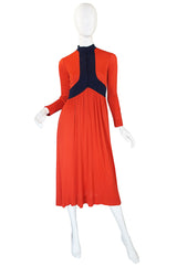 1970s Rodrigues Burnt Orange Jersey Dress