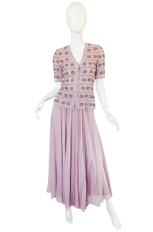 c.1977 Lesage Beaded Haute Couture Jean-Louis Scherrer Gown