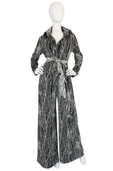 Fabulous 1970s Lanvin Graphic Print Jersey Jumpsuit
