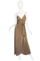 1970s Stephen Burrows  Slinky Taupe Jersey Wrap Dress