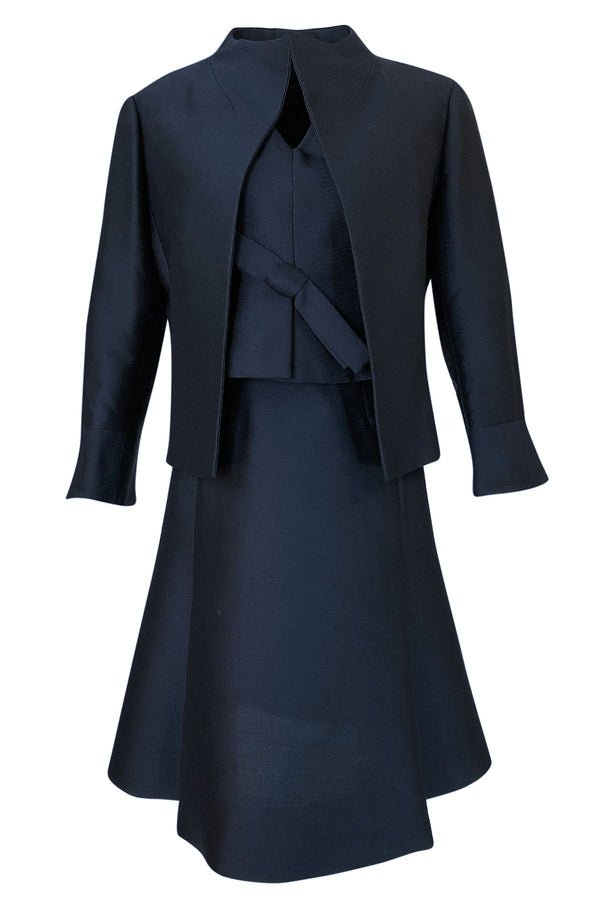 1950s Christian Dior Midnight Blue Demi-Couture 3 Piece Dress Suit
