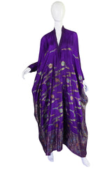 1960s Sleeved Purple Silk & Gold Thread Caftan