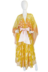 c.1973 Zandra Rhodes "Lilies of the Field" Handpainted Caftan Dress