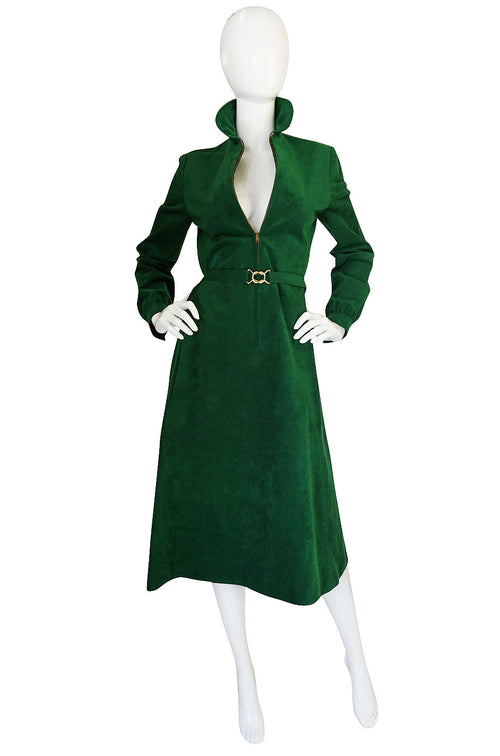 1972 Green Ultrasuede Halston Dress with Belt