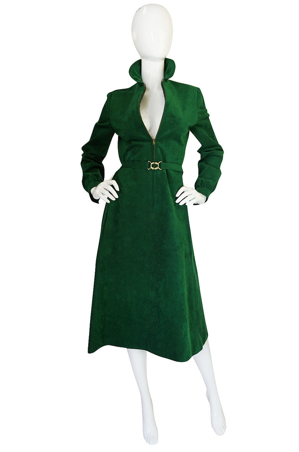 1972 Green Ultrasuede Halston Dress with Belt