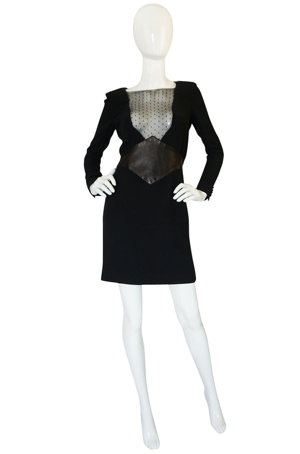 c2014 Hedi Slimane for Saint Laurent Lace & Leather Dress