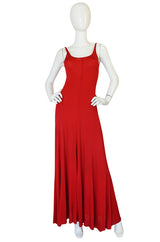c1971 Halston Red Silk Knit Jersey Bias Cut Tank Dress