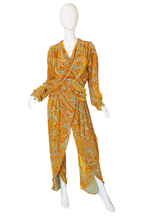 1980s Krizia Cut Silk Velvet Pant & Top Set