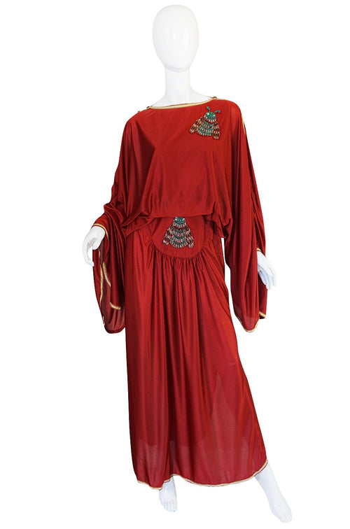 Winter 1972 Bill Gibb Beaded Bee Caftan Dress Set