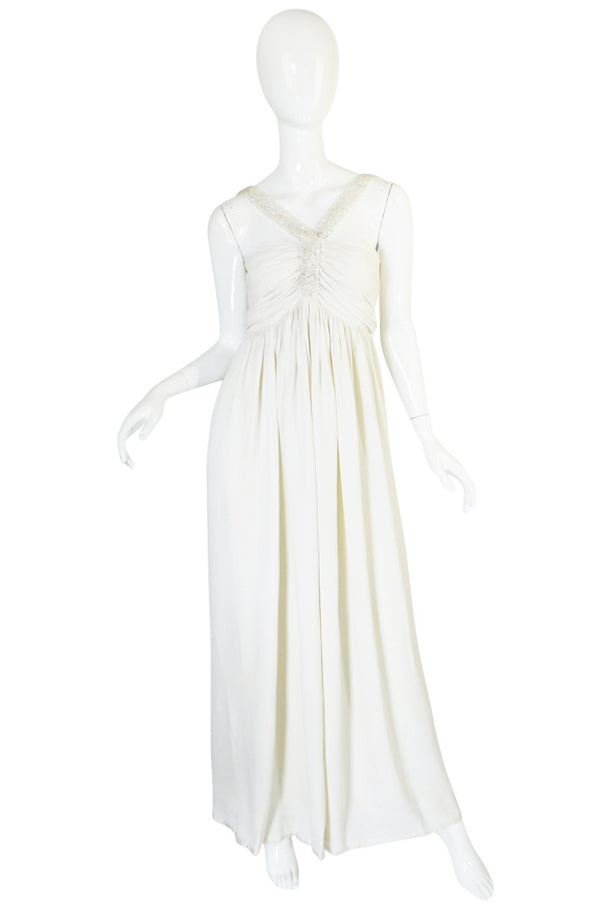 1930s Cream Beaded Silk Crepe Dress