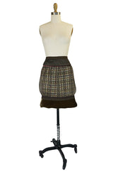 Recent Louis Vuitton Mixed Textiles Silk Chiffon & Tweed Skirt