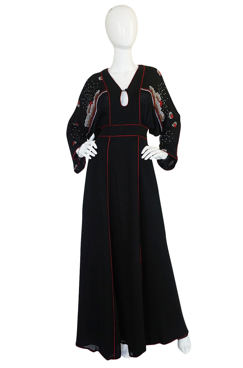 1970-74 Janice Wainwright Extensively Embroidered Caftan Dress